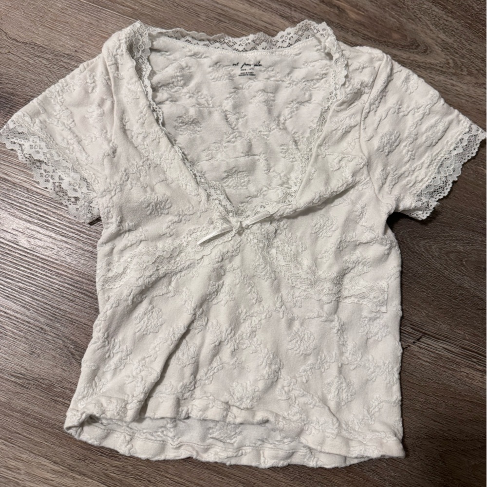 Urban Outfitters Cream Lace Crop Top